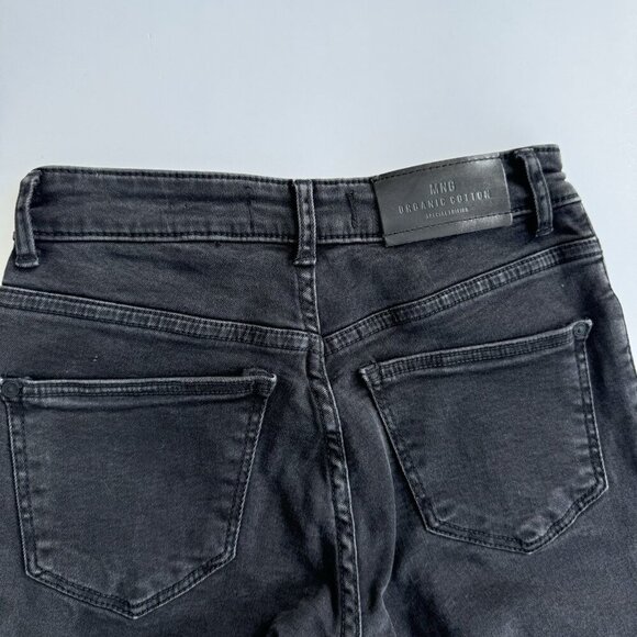 MANGO MNG organic cotton Straight Cropped Jandri Jeans black Mid Rise size 1 - Picture 8 of 12
